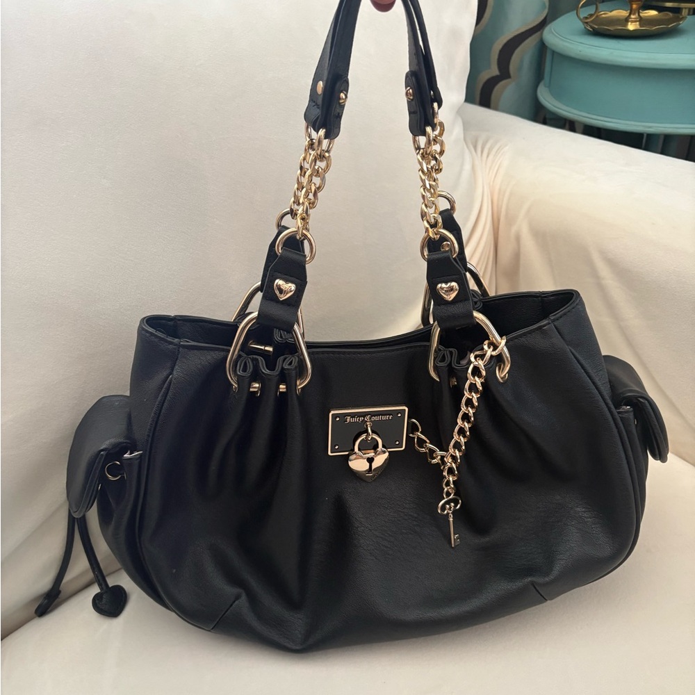 Juicy Couture Black Shoulder Bag with Gold Accents